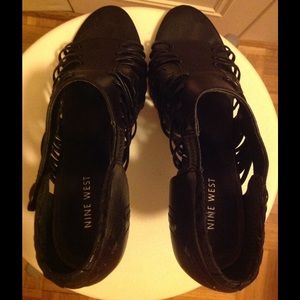 Nine West Black Leather Booties